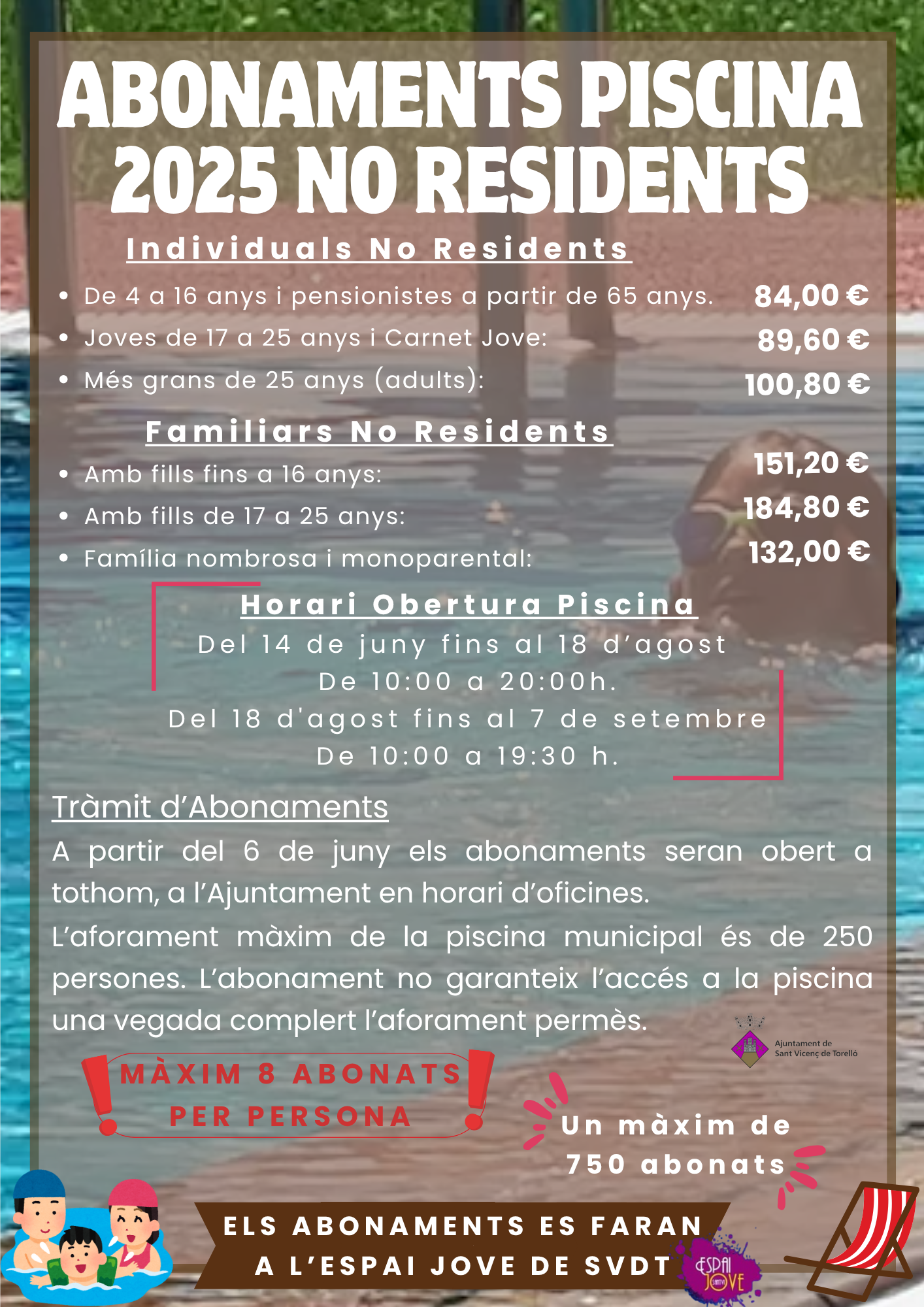 ABONAMENTS PISCINA ESTIU 2025 NO RESIDENTS