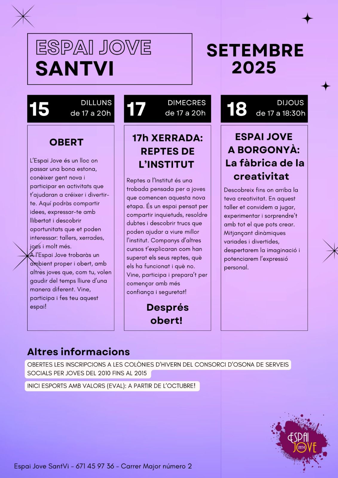 ACTIVITATS DE L'ESPAI JOVE SANTVI